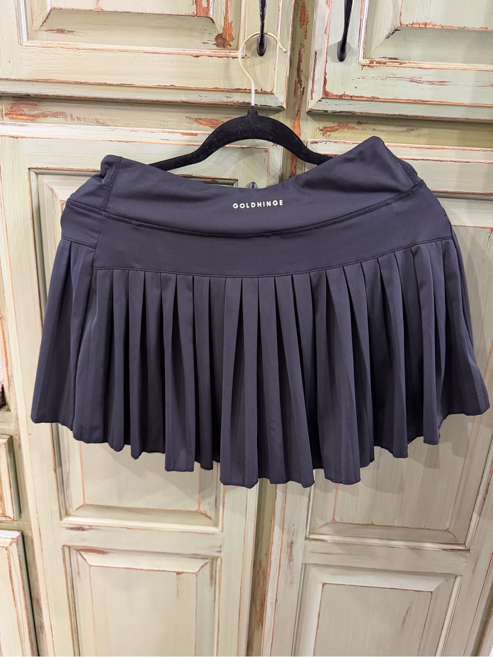 Goldfishge Navy Pleated Skater Skirt
